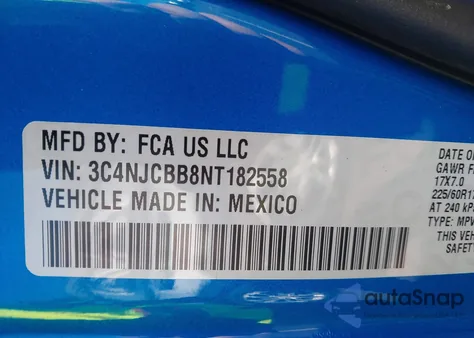 2022 Jeep Compass Latitude Fwd z USA, uszkodzony, nr VIN 3C4NJCBB8NT182558